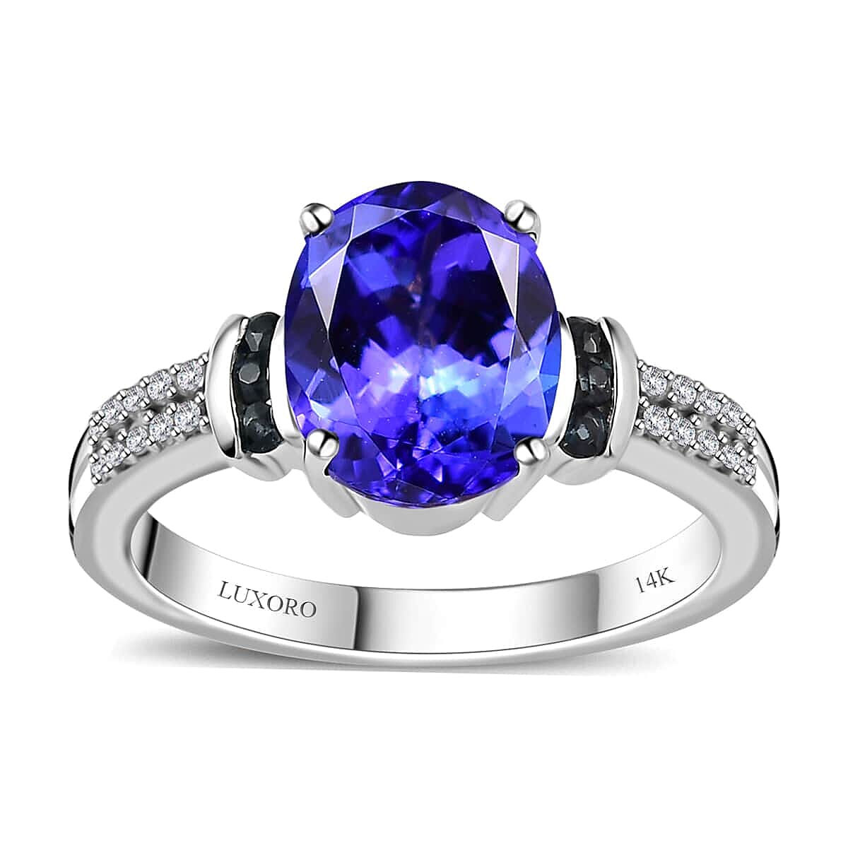 Luxoro 14K White Gold AAA Tanzanite, Monte Belo Indicolite, Diamond (I2) Ring (Size 10.0) (5.25 g) 3.25 ctw