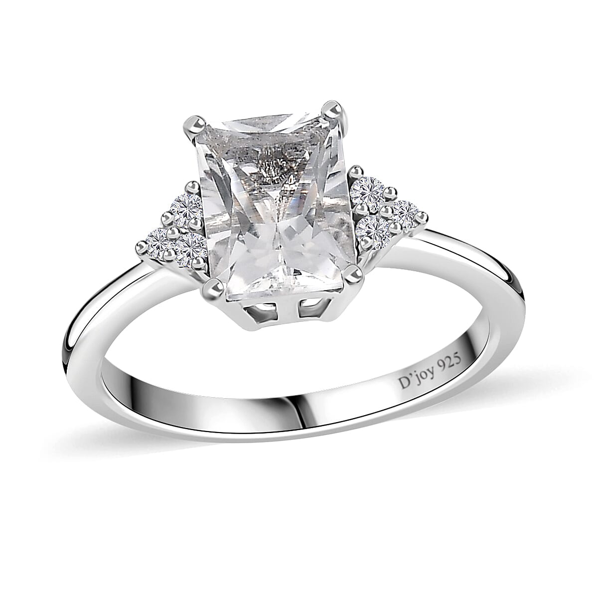 Brazilian Petalite, White Zircon Ring in Platinum Over Sterling Silver (Size 10.0) 1.35 ctw