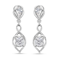 D'Joy Moissanite Dangling Earrings in Platinum Over Sterling Silver 1.50 ctw