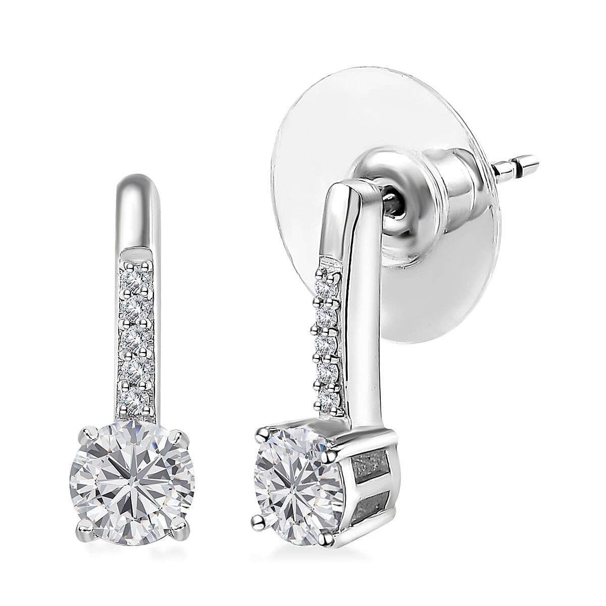 Moissanite Earrings in Platinum Over Sterling Silver 1.00 ctw