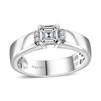 Moissanite (Oct 5x5mm) Ring in Platinum Over Sterling Silver (Size 7.0) 0.75 ctw