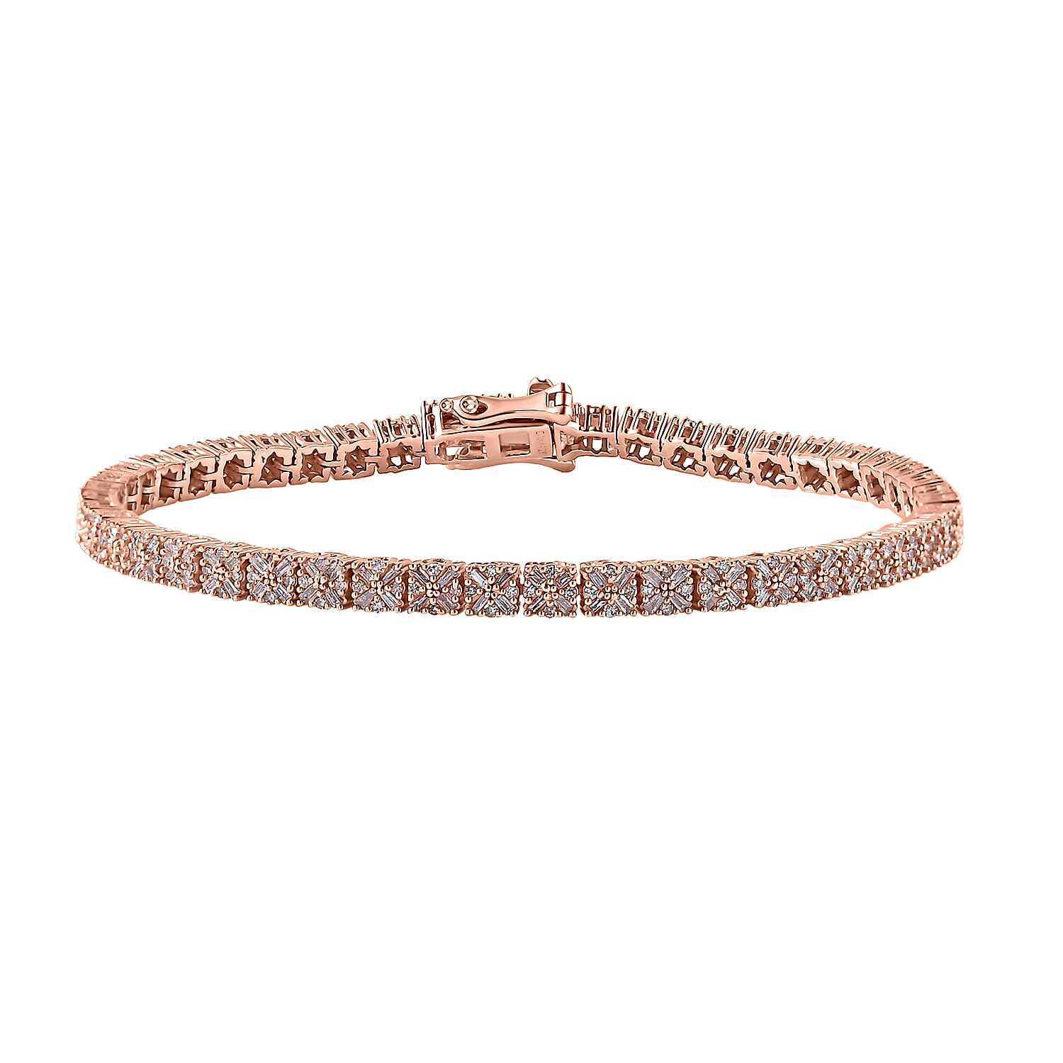 D'Joy Natural Pink Diamond I3 2.00 ctw Floral Bracelet in Vermeil Rose Gold Over Sterling Silv (7.50 In)