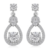 D'Joy Moissanite Dangling Earrings in Platinum Over Sterling Silver 2.90 ctw