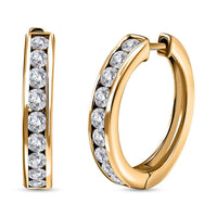 Moissanite Hoop Earrings in Vermeil YG Over Sterling Silver (Del. in 8-10 Days) 2.00 ctw
