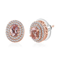 Premium Pink Morganite and White Zircon Stud Earrings in Vermeil Rose Gold Over Sterling Silver 1.75 ctw - Sticky add to cart bar