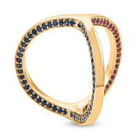 Clarte Trisecta Collection Moissanite and Multi Gemstone Ring in Vermeil Yellow Gold Over Sterling Silver (Size 10.0) 1.50 ctw