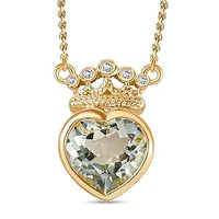 Prasiolite and White Zircon Fancy 3.69 ctw Necklace in Vermeil Yellow Gold Over Sterling Silver (18 Inches)