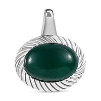 Green Onyx Solitaire Pendant without Chain in Stainless Steel 6.50 ctw
