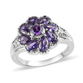 Simulated Blue Diamond Floral Ring in Stainless Steel (Size 10.0) 2.85 ctw - Sticky add to cart bar
