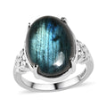 Malagasy Labradorite Solitaire Ring in Stainless Steel (Size 10.0) 10.00 ctw - Sticky add to cart bar