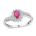 Premium Mozambique Ruby and White Zircon Sunburst Ring in Platinum Over Sterling Silver (Size 10.0) 1.10 ctw - Sticky add to cart bar