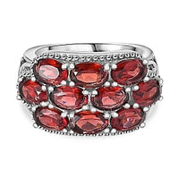 Mozambique Garnet 5.68 ctw Ring in Stainless Steel (Size 6.5)