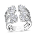 Moissanite (Bgt 4x2 mm) Ring in in Platinum Over Sterling Silver (Size 8.0) 1.50 ctw - Sticky add to cart bar
