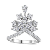 Moissanite (Pear 5x3mm) Ring in Platinum Over Sterling Silver (Size 6.0) 2.10 ctw