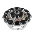 Thai Black Spinel and Multi-Tourmaline Floral Ring in Platinum Over Sterling Silver (Size 10.0) 17.25 ctw - Sticky add to cart bar