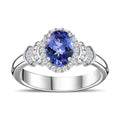 Tanzanite and Diamond Halo Ring in Platinum Over Sterling Silver (Size 10.0) 1.50 ctw - Sticky add to cart bar