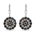 D'Joy Thai Black Spinel and Multi-Tourmaline Floral Lever Back Earrings in Platinum Over Sterling Silver 20.40 ctw - Sticky add to cart bar