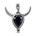 Artisan Crafted Thai Black Spinel Bull Head Pendant in Sterling Silver 11.75 ctw - Sticky add to cart bar