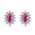 Premium Mozambique Ruby and White Zircon Sunburst Stud Earrings in Platinum Over Sterling Silver 1.10 ctw - Sticky add to cart bar