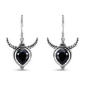 Artisan Crafted Thai Black Spinel Bull Head Dangle Earrings in Sterling Silver 10.00 ctw - Sticky add to cart bar
