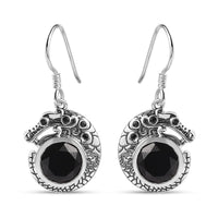 Artisan Crafted Thai Black Spinel Dragon Earrings in Sterling Silver 9.20 ctw