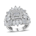 Moissanite 4.10 ctw Ring in Platinum Over Sterling Silver (Size 6.0) - Sticky add to cart bar
