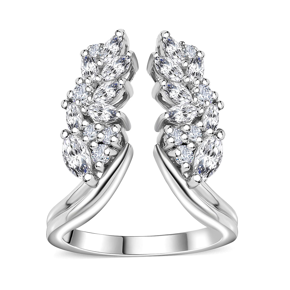 Moissanite 1.60 ctw Ring in Platinum Over Sterling Silver (Size 6.0)