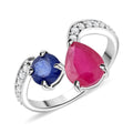 Niassa Ruby (FF), Masoala Sapphire (D) and White Ring in Platinum Over Sterling Silver (Size 10.0) 3.35 ctw - Sticky add to cart bar