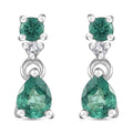 AAA Kagem Zambian Emerald and White Zircon Dangle Earrings in Platinum Over Sterling Silver 0.35 ctw - Sticky add to cart bar