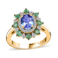 Tanzanite and Multi Gemstone Floral Ring in Vermeil Yellow Gold Over Sterling Silver (Size 10.0) 2.30 ctw - Sticky add to cart bar