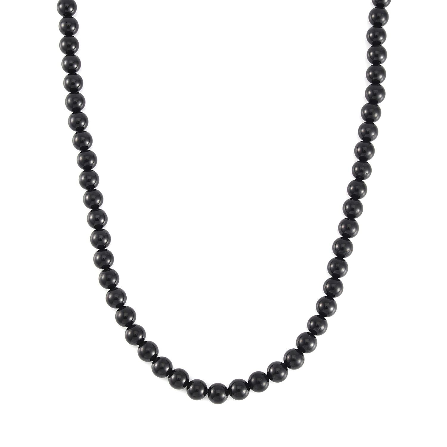 Thai Black Spinel Beaded Necklace 18-20 Inches in Rhodium Over Sterling Silver 310.00 ctw