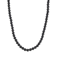 Thai Black Spinel Beaded Necklace 18-20 Inches in Rhodium Over Sterling Silver 310.00 ctw