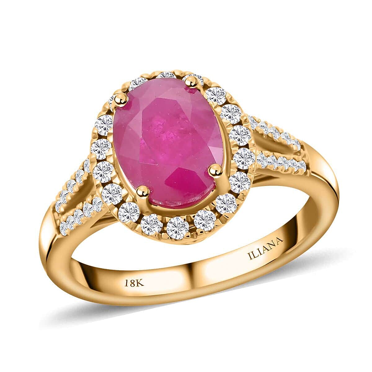 Iliana 18K Yellow Gold AAA Montepuez Ruby and SI Diamond Ring (Size 10.0) 5.07 Grams 2.35 ctw
