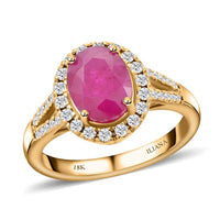 Iliana 18K Yellow Gold AAA Montepuez Ruby and SI Diamond Ring (Size 10.0) 5.07 Grams 2.35 ctw