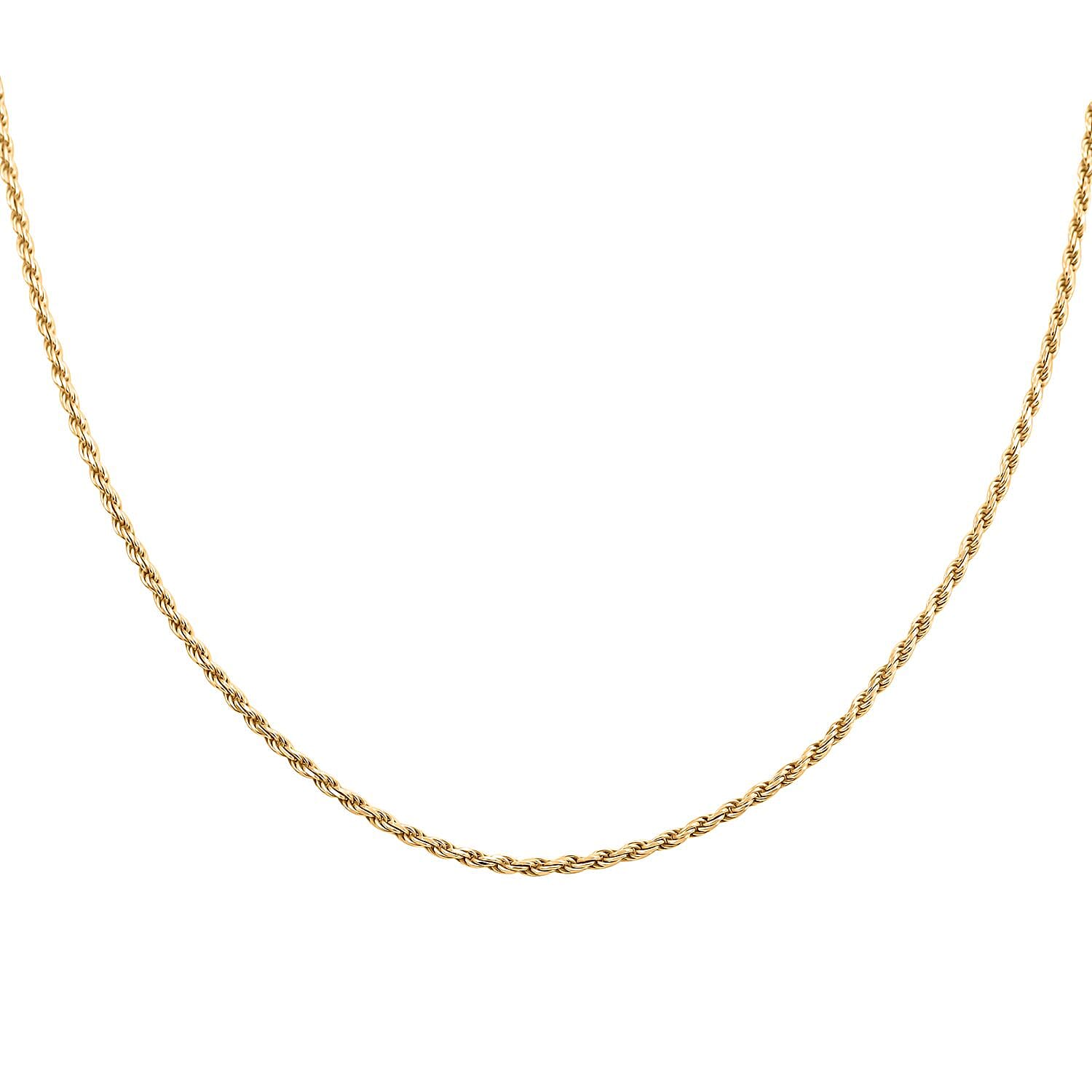 14K YG Over Sterling Silver Rope Chain Necklace (22 Inches) (10.8 g)