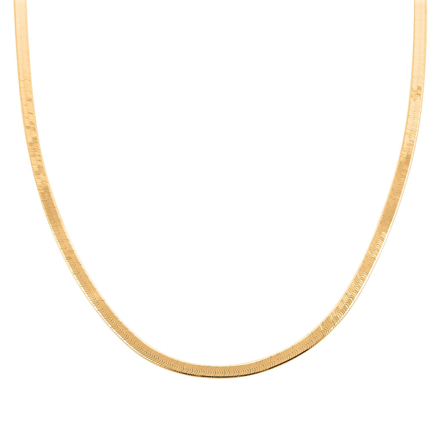 14K Yellow Gold Over Sterling Silver Herringbone Chain Necklace 20 Inches 10.3 Grams