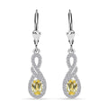 Brazilian Sunfire Beryl and White Zircon Lever Back Earrings in Platinum Over Sterling Silver 1.50 ctw - Sticky add to cart bar