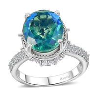 Peacock Quartz, White Zircon Ring in Platinum Over Sterling Silver (Size 10.0) 7.90 ctw