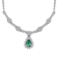 AAA Kagem Zambian Emerald and Moissanite Drop Necklace 18-20 Inches in Platinum Over Sterling Silver 1.15 ctw - Sticky add to cart bar