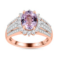 TLV Premium Martha Rocha Kunzite, Moissanite Sunburst Ring in Vermeil RG Over Sterling Silver (Size 10.0) 3.50 ctw - Sticky add to cart bar
