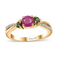 Premium Taveta Ruby, Multi Gemstone Ring in Vermeil YG Over Sterling Silver (Size 10.0) 1.00 ctw - Sticky add to cart bar