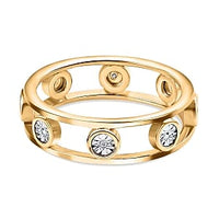 White Diamond Band Ring in Vermeil YG Over Sterling Silver (Size 8)