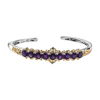 Premium Moroccan Amethyst and Chrome Diopside Cuff Bracelet in Vermeil Yellow Gold and Rhodium Over Sterling Silver 7.60 ctw