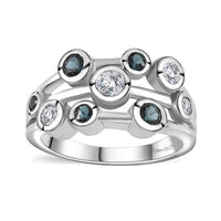 Moissanite, Monte Belo Indicolite Ring in Platinum Over Sterling Silver (Size 10.0) 1.00 ctw