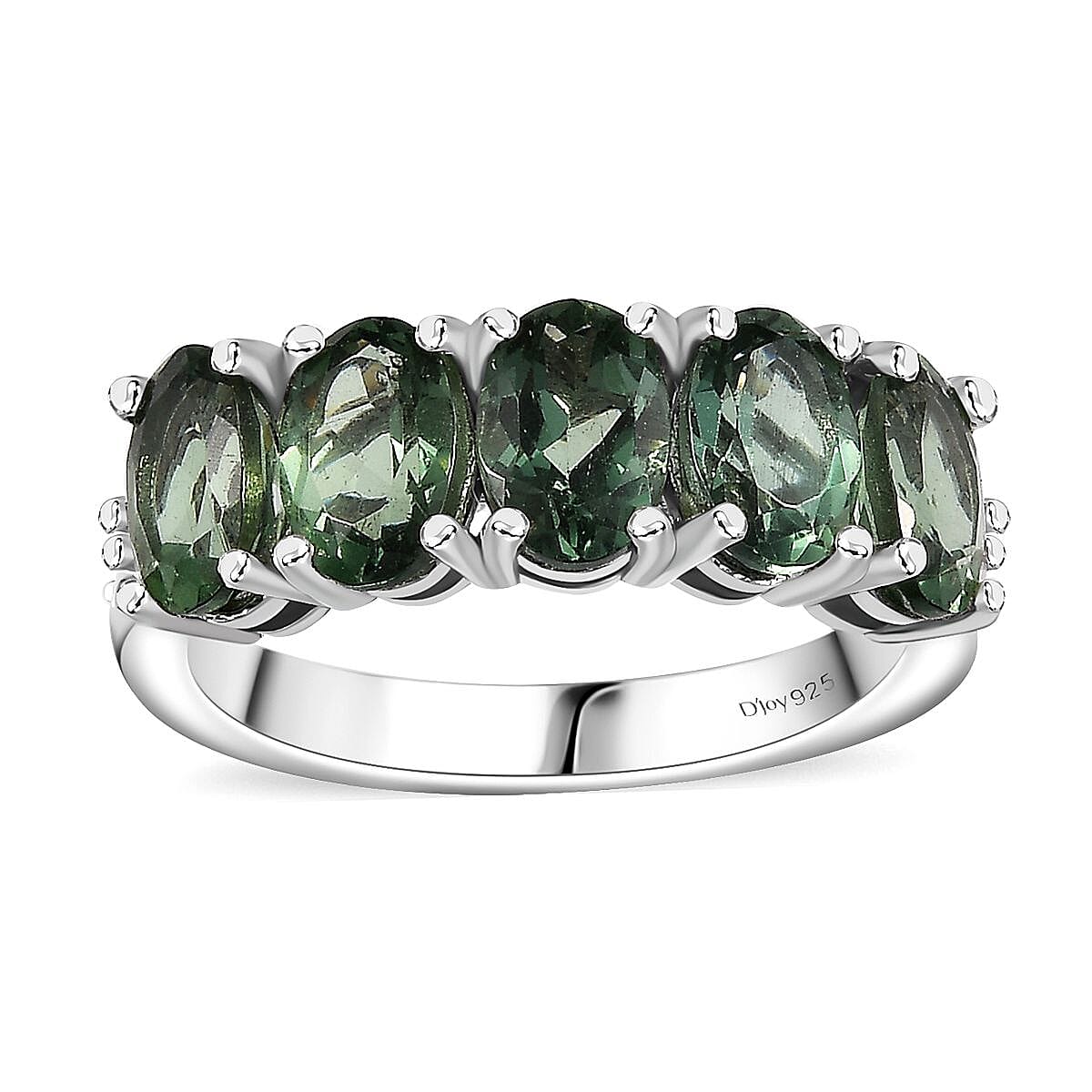 Madagascar Green Apatite, Diamond Ring in Rhodium Over Sterling Silver (Size 10.0) 2.30 ctw