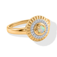Premium Ethiopian Welo Opal and White Zircon 0.62 ctw Ring in 18K Vermeil Yellow Gold Over Sterling Silver (Size 11.5)