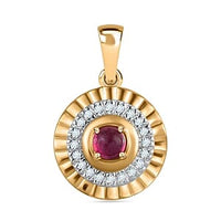 African Ruby and White Zircon Pendant in 18K Vermeil YG Over Sterling Silver 0.62 ctw