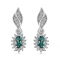 Indian Ocean Apatite and White Zircon Sunburst Earrings in Platinum Over Sterling Silver 0.85 ctw - Sticky add to cart bar