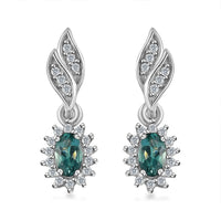 Indian Ocean Apatite and White Zircon Sunburst Earrings in Platinum Over Sterling Silver 0.85 ctw