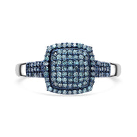 Blue Diamond (IR) Ring in Platinum Over Sterling Silver (Size 8.0) 0.50 ctw